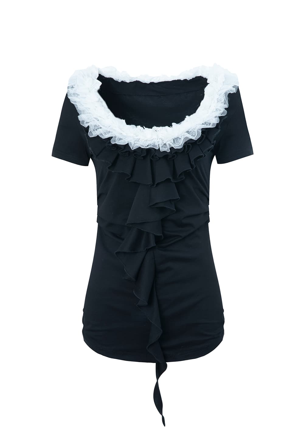 DOUBLEPUNCH丨Lace Ruffle Slim Tee - PSYLOS 1, DOUBLEPUNCH丨Lace Ruffle Slim Tee, T-Shirt, DOUBLEPUNCH, PSYLOS 1